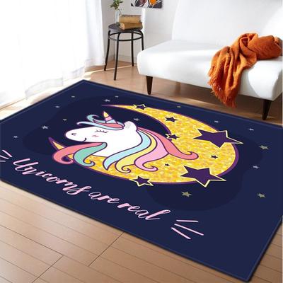 Cartoon Child Unicorn 3D Printed Carpets For Living Room Bedroom Area Rug Soft Flannel Kids Room Play Crawl Floor Mat Customized