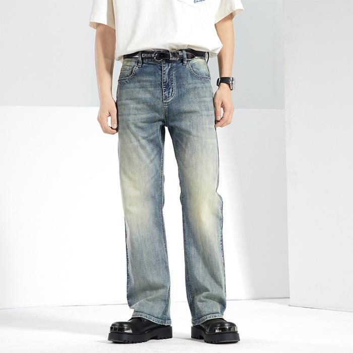 

Весна и Лето Американский Ретро Уличный Стиль Эластичные Микро-клеш Брюки в Пол Мужские Джинсы Брюки Мужские 40