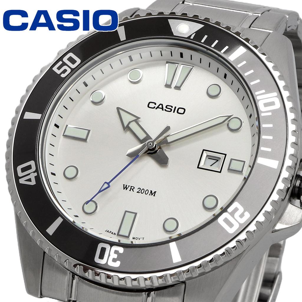 CASIO Standard Analog Sports 20 ATM Water Silver Metal International Watch, Resistant, MDV-107D-7AV, Men's, Band