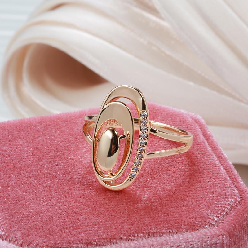 Unusual  Rose Gold Rings Daily Women Fine Jewelry Minimalist Geometry Natural Zircon Ring Fashion Jewelry