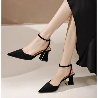 2024 2024 Summer New Pointed 2024 One Line Buckle Style Shallow Mouth Sandals Women's Comfortable Banquet Shoes Women