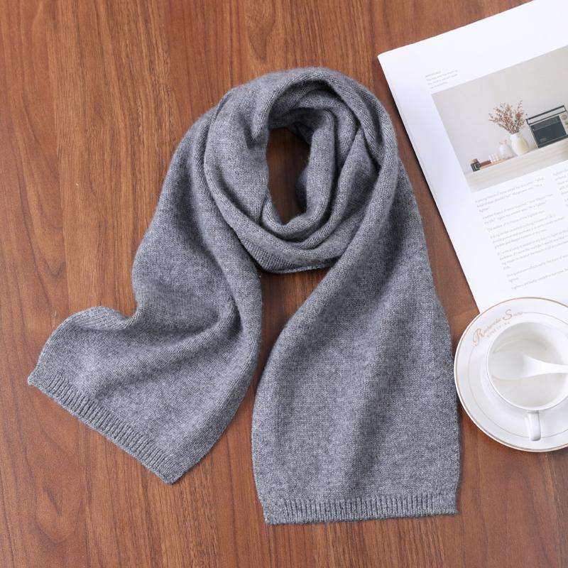 100% Pure Wool Solid Color Knitt Scarf Winter Women'Sthermal Neck Wrap Casual Thick Neckerchief Wraps Soft Warm Dressing Up