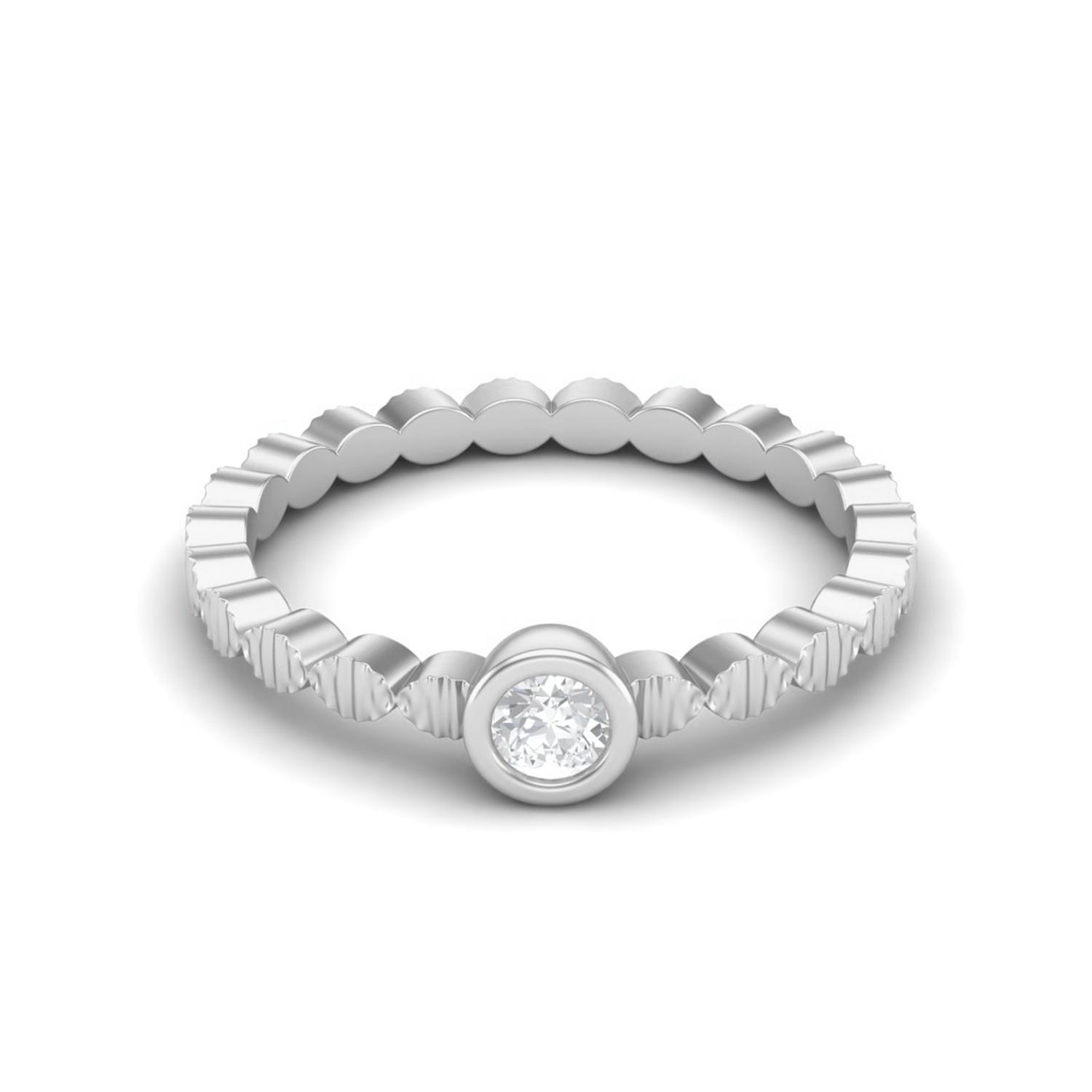 925 Sterling Silver 3mm Round Moissanite Stackable Band Women Anniversary Ring