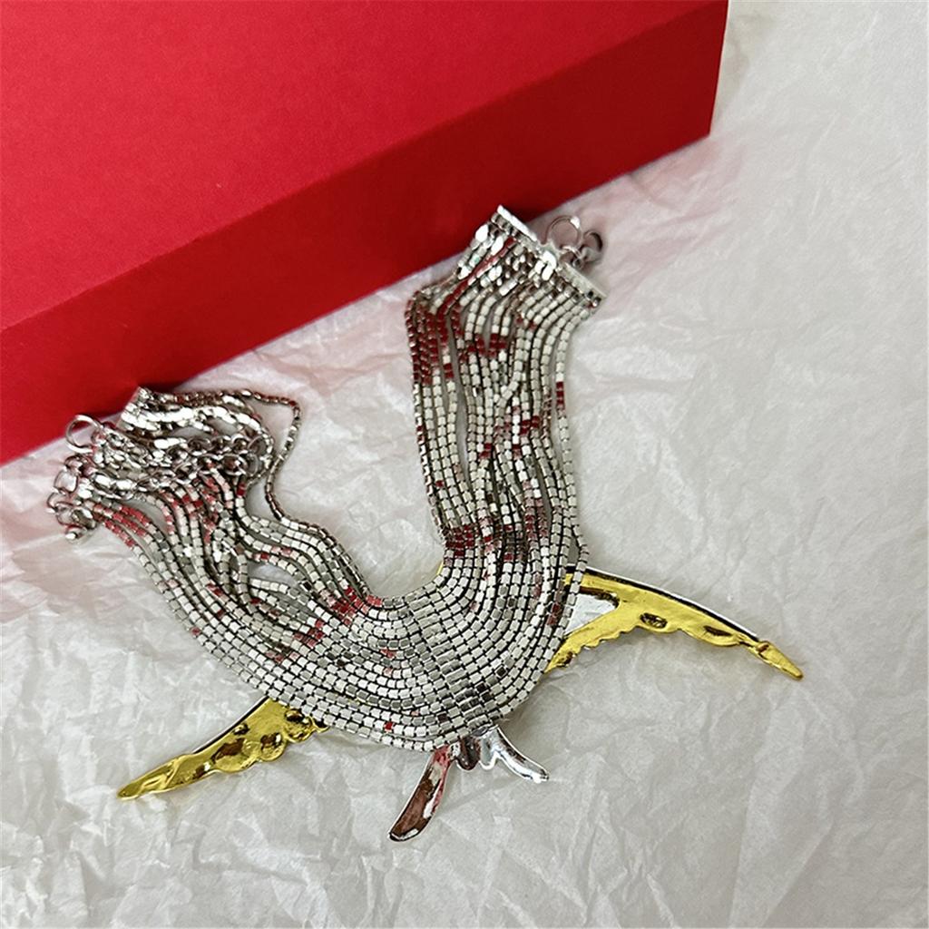 Tooxika Exaggerated Fashionable High Sense Of Multi-layer Full Diamond Chain Birds Swallow Necklace Retro Temperament Collarbone Chain
