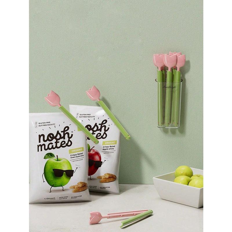 Storage Box Tulip And Carrot Shaped Magnetic Sealing Clips, Food Packaging Clips And Storage Box, Snack Bag Sealing Clip
