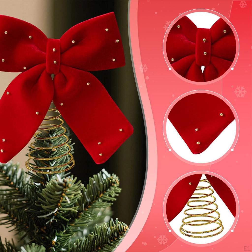 Christmas Tree Topper Bowknot Indoor Home Reusable Xmas Decoration Top Decor for Farmhouse