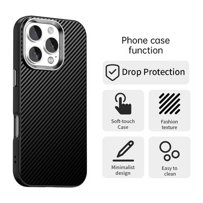 For iPhone 16 Pro Max Case Cell Phone Hybrid Back Cover Carbon Fiber Texture