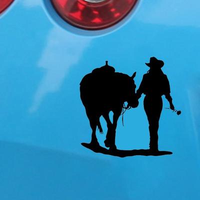 Adesivo criativo resistente à água para carro cowgirl decalque veículo guitarra mala decoração