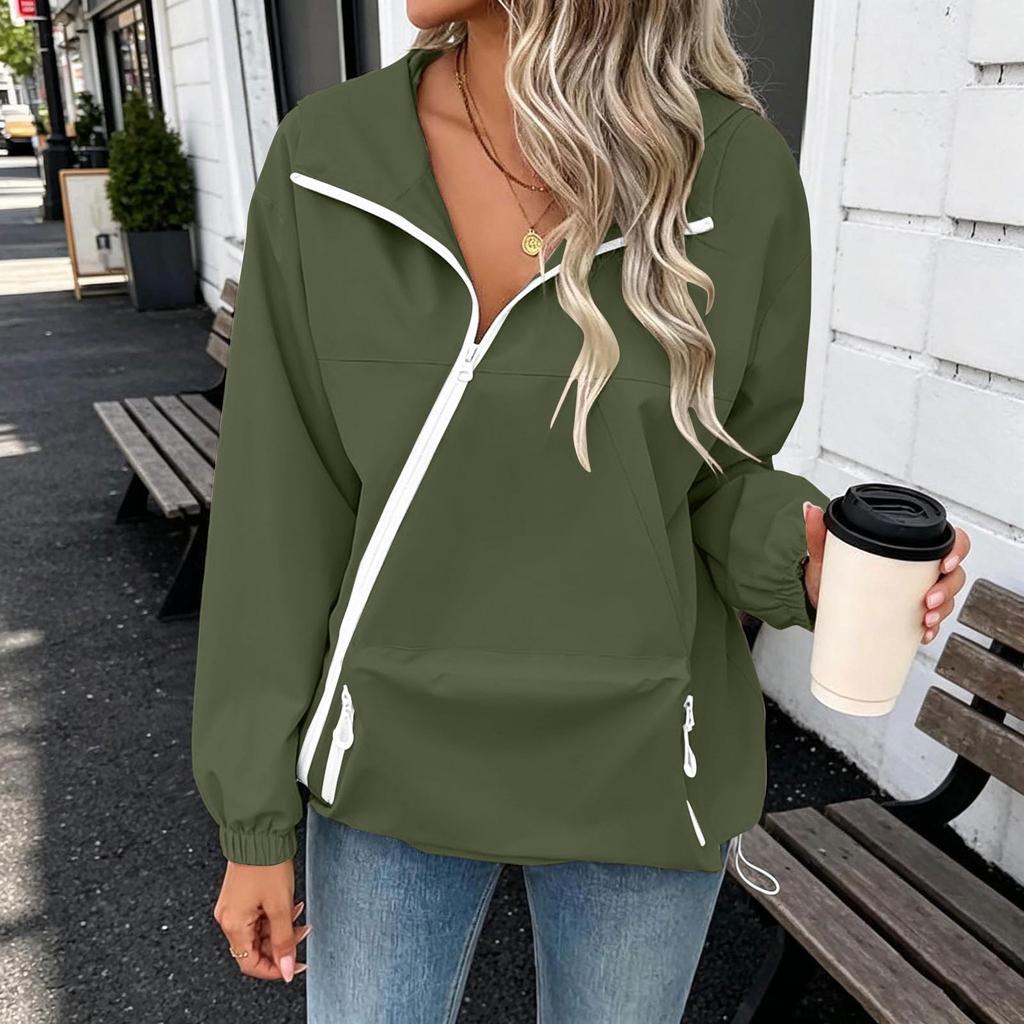 Women's Casual Hooded Zip Up Jacket with Pockets