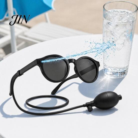 Dark Lens Disguise Glasses Prank Water Glasses, Novelty Squirting Sunglasses, Round Sunglasses with Hidden Spray, Fun Toy for Parties Spray