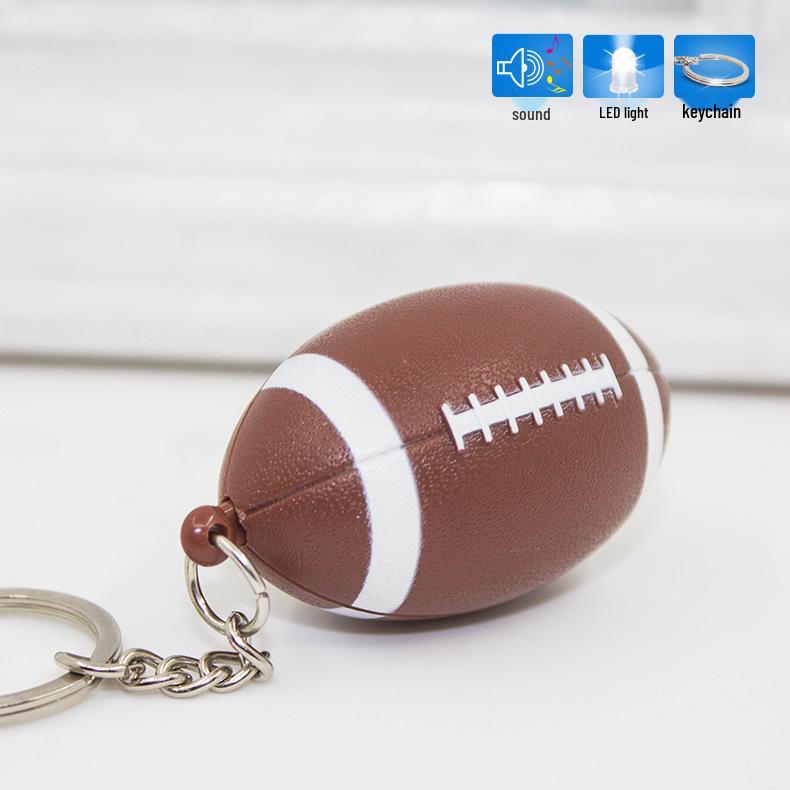 

Мультяшный мини регби светодиодный фонарик со звуком брелок аксессуар Round Buckle