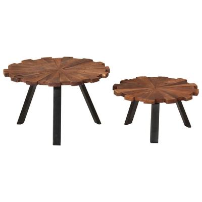 2 Piece Coffee Table Set Reclaimed Solid Wood and Iron