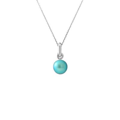 Necklace - - AAA+ Freshwater Cultured Pearl - 6-7 Mm - 925 Silver - Turquoise Blue
