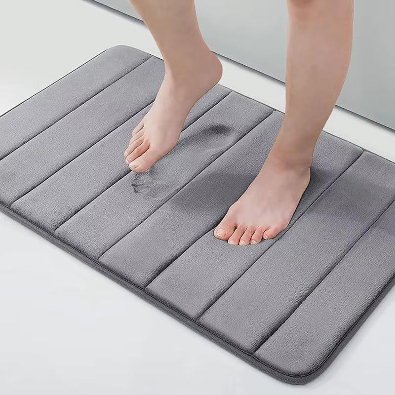 Alfombra de Piso 1PCS Espuma Viscoelástica Raya Color Sólido Alfombra de Piso Baño Antideslizante Absorbente Alfombra Inodoro Alfombra para Puerta