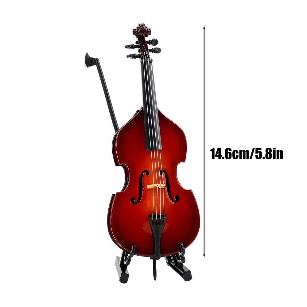 Miniature Cellos Model Wooden Miniature Musical Instrument Figurines With Bracket Mini Musical Instrument Cellos Sculpture Gift
