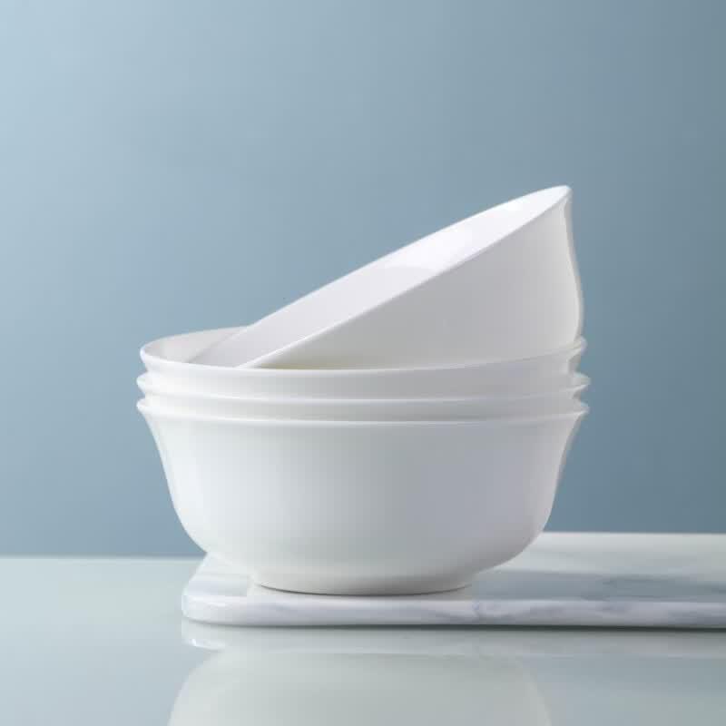 Hao Ya Jingdezhen Pure White Ceramic Noodle Bowl Set