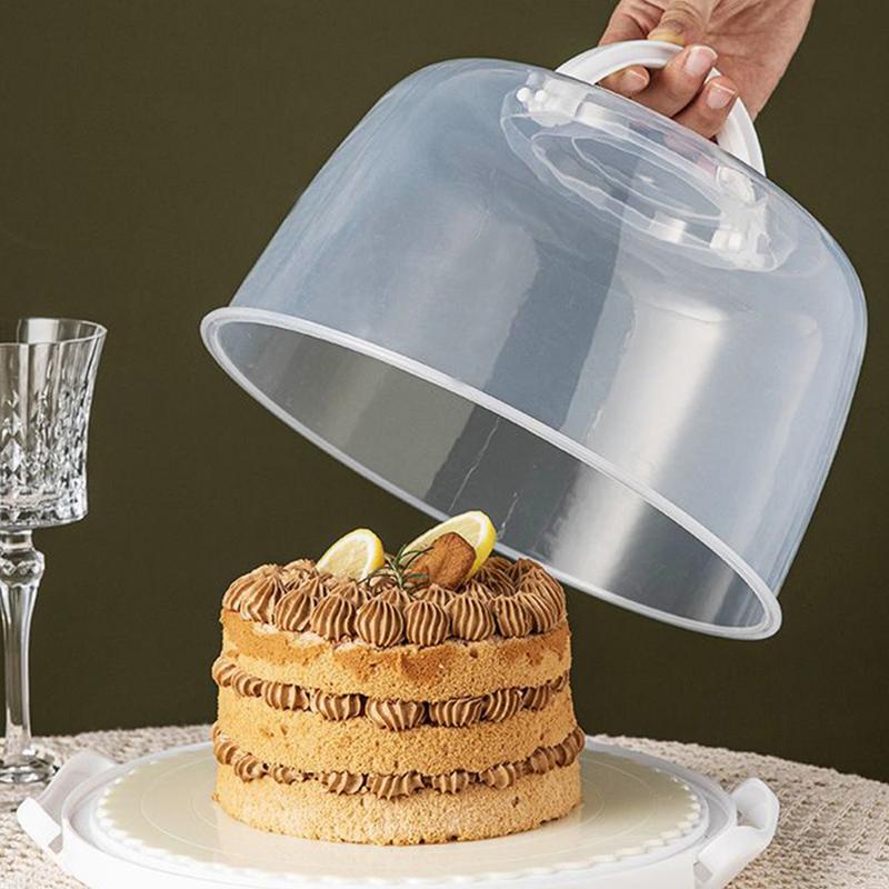 Cake Carrier with Lid and Handle Dustproof Round Cake Cover Portable Cake Box for Doughnuts Camping Desserts Cookies Dishes