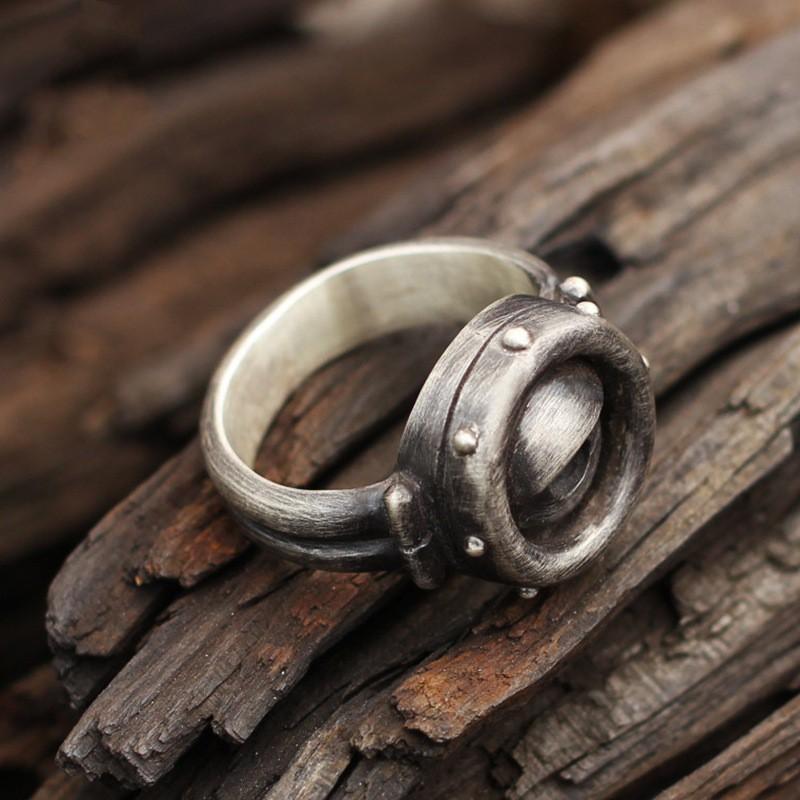 Adjustable Open Ring Men Women Retro Handmade Cartoon Character Yellow Minion Glasses Design Plated Fashion