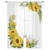 Sunflowers On A White Background Tulle Window Curtain For Living Room Bedroom Voile Sheer Curtains Kitchen Treatments Drapes