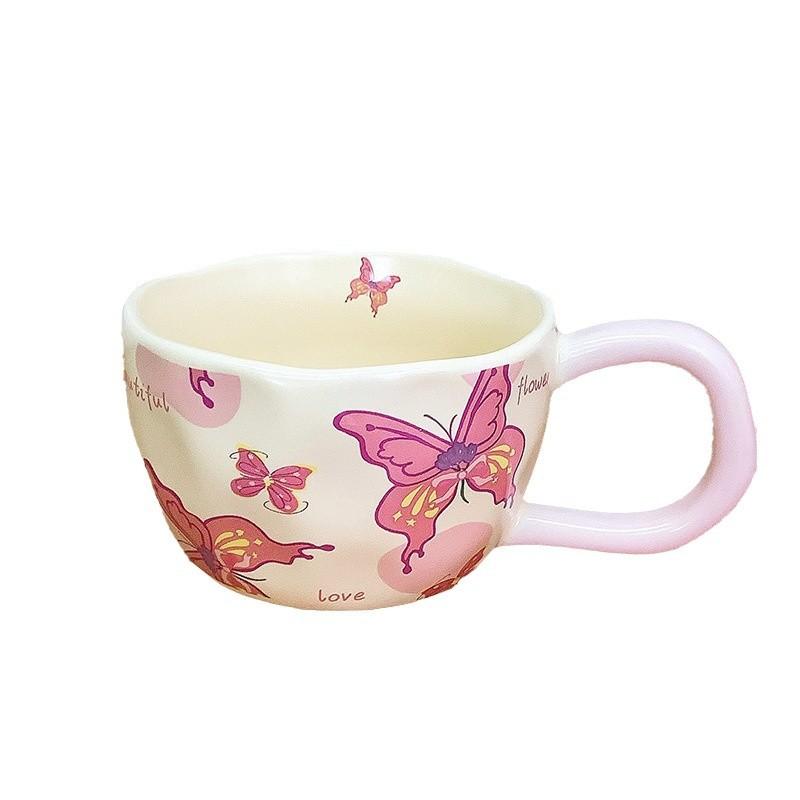 Butterfly Mug Design Sense High Value Coffee Cup Ceramic Water Cup Ins Style Breakfast Cup Sends Girls Gift