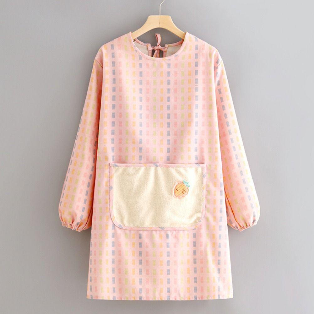 Breathable Long Sleeve Apron Protective Suspender Work Dress Cleaning Apron Home Kitchen