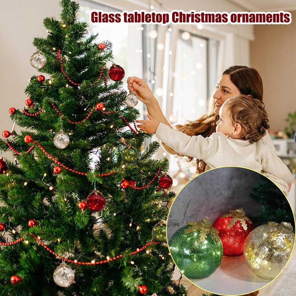 Tabletop Christmas Ornaments 3 Pieces Winter Decoration Tabletop Christmas LED Globes Ornaments For Living Room Dining Room