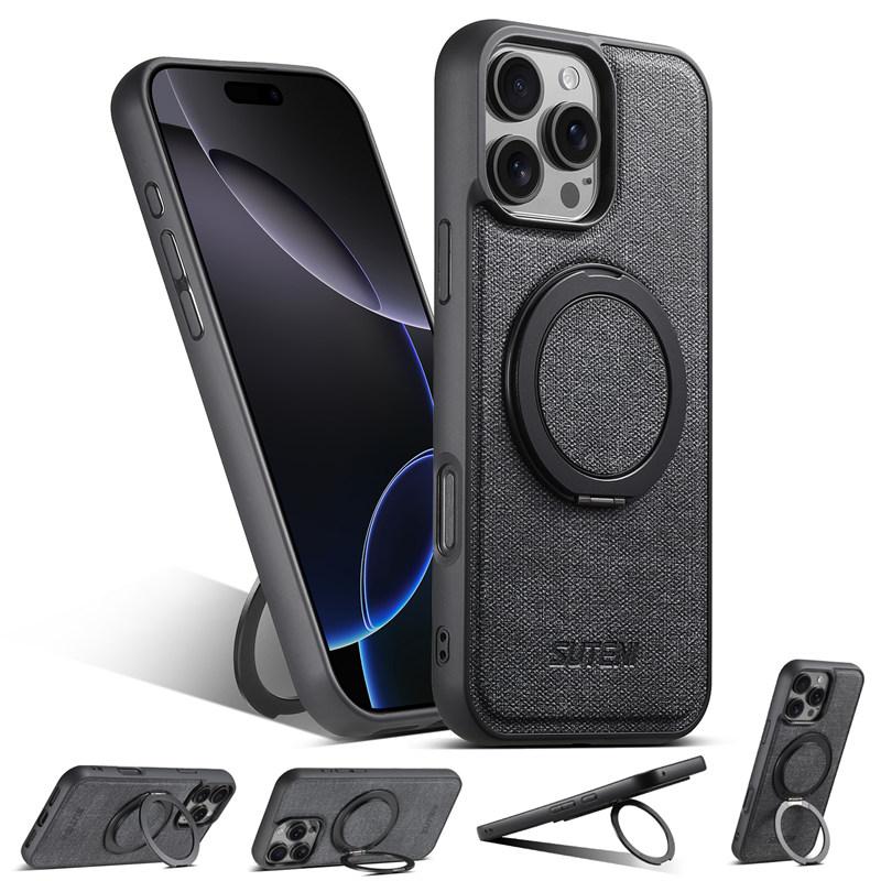 

Сильный магнитный совместимый чехол MagSafe Wireless Charger с вращающимся кольцом-рамкой на 360° для iPhone 16 15 14 13 12 Pro Max для Samsung S22 S23 S24 S25 Ultra iPhone 12 чёрный