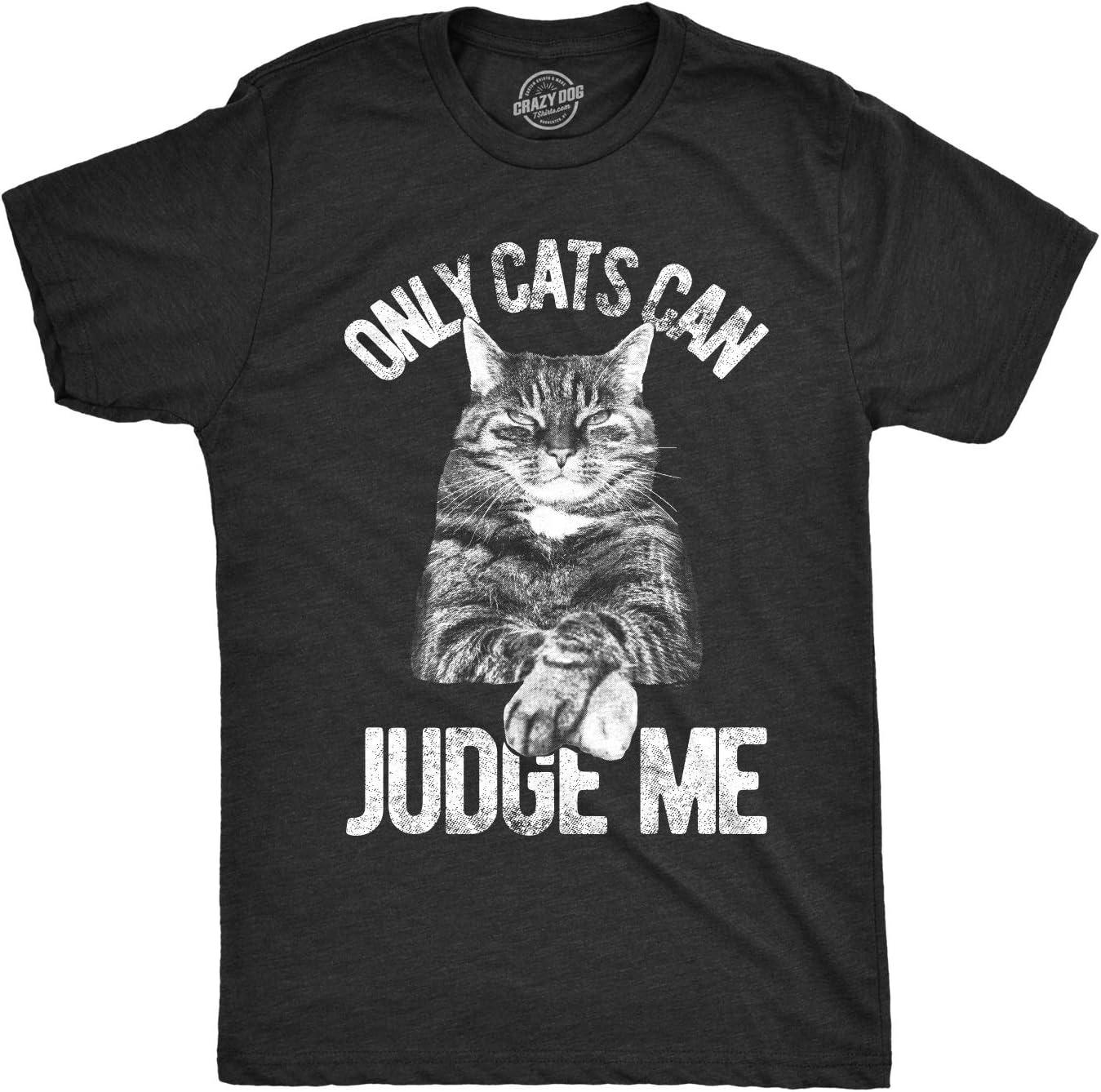 Mens Only Cats Can Judge Me Tshirt Funny Pet Kitty Tee XXXXXL чёрный