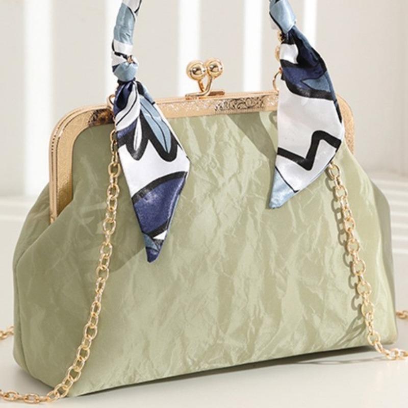 Shell Small Square Bag New Women's Bag One Shoulder Crossbody Pearl Bag Simple and Elegant Hanfu Versatile Evening Bag