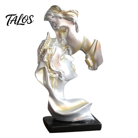 Resin Art Decoration Couples Kiss Sculpture, Abstract Couple Sculpture Home Decor, Minimalist Double-sided Face Statue Decoration, Romantic