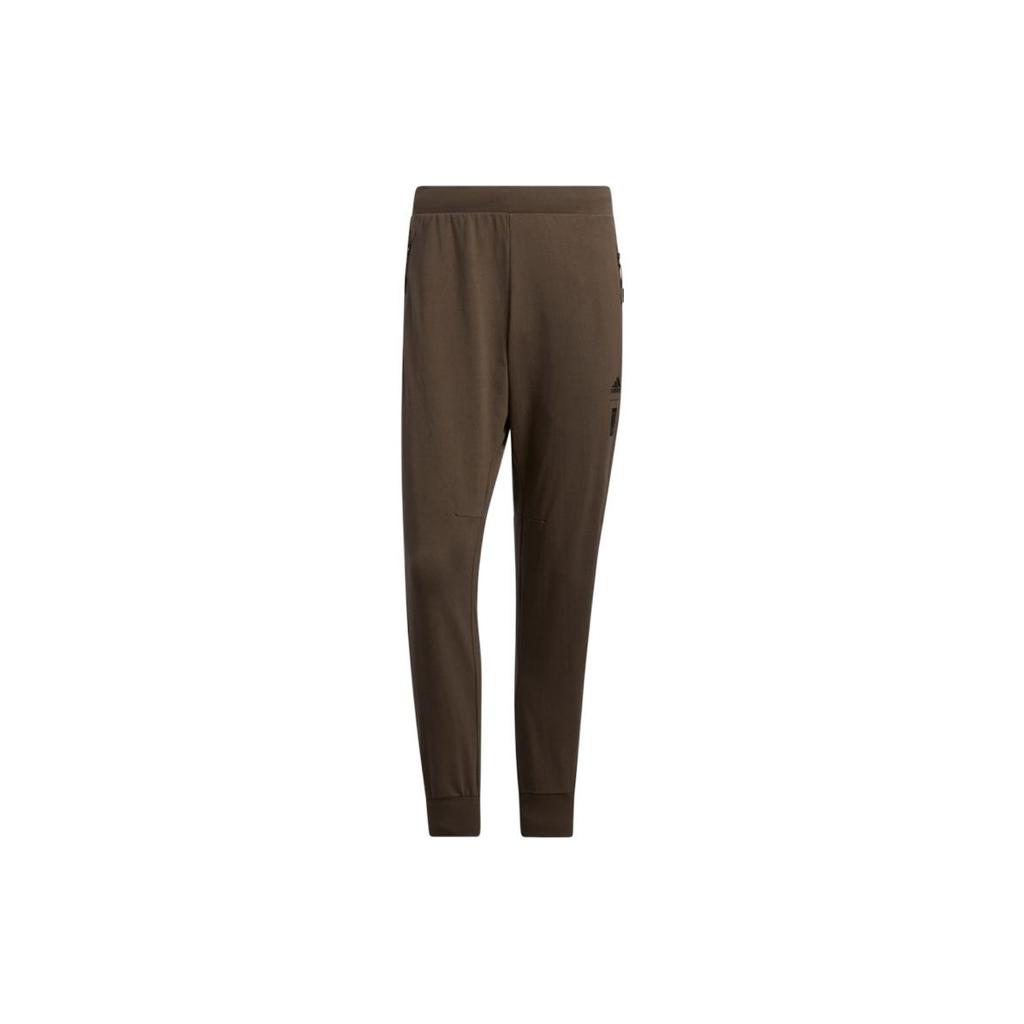adidas Knitted Sweatpants Men's Dark Gray Olive Green Moderate Cuffed Pants HE5159