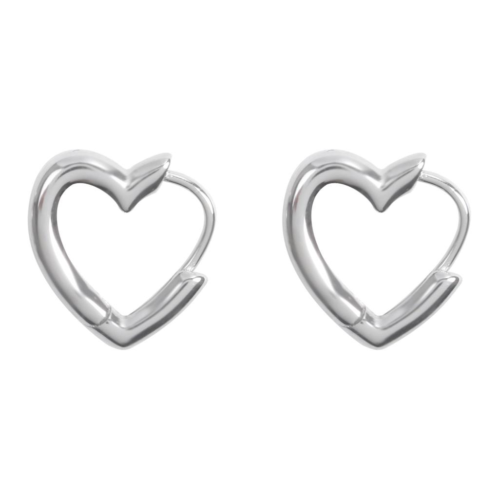 Love Ear Buckle S925 Silver Earrings Women's Korean Temperament Matching Design Sense Simple Heart Earrings Fashion Trend