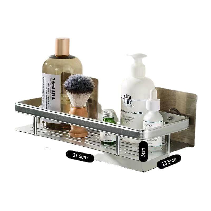 Punch-Free Aluminum Corner Bathroom Storage Rack