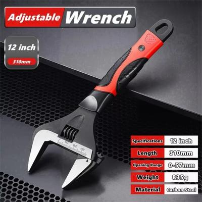 Durable Metal Adjustable Wrench Large Open Clamp Wrench Bathroom Wrench Non-Slip Grip Plumbing Repair Tool Hand Repair Tool