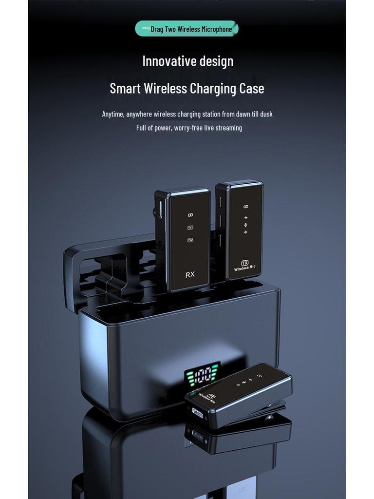 Cross-border Wireless Clip-on Microphone: Ultra-long Battery, Dual Connection, Charging Case for Mobile Recording