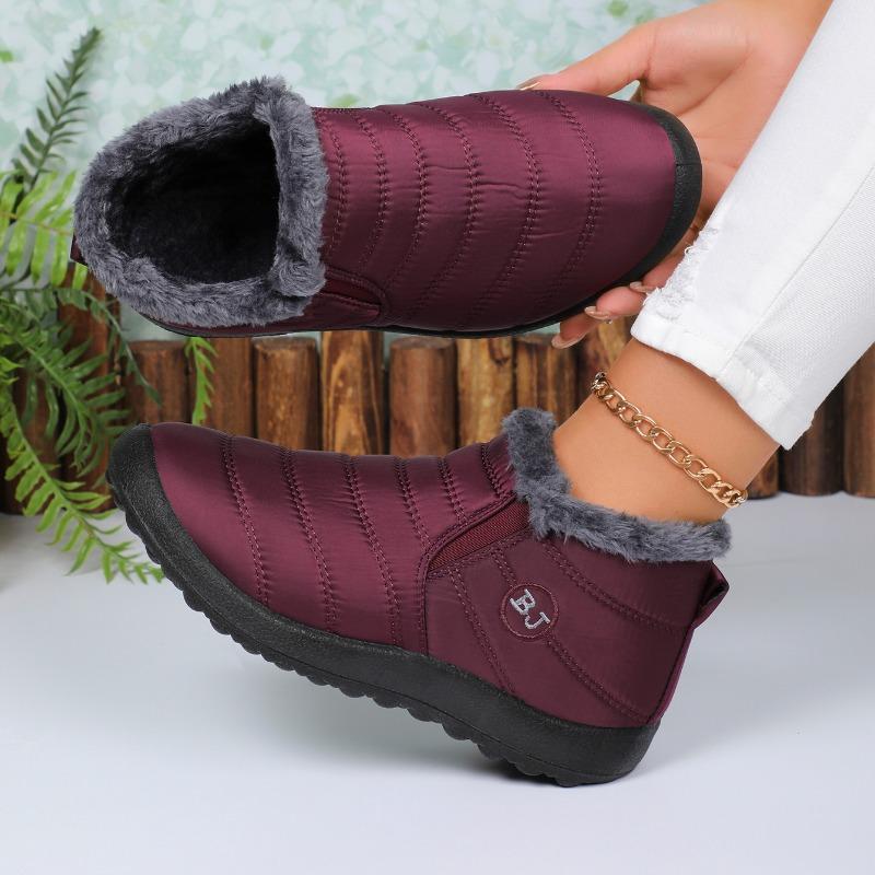 Winter Wasserdichte Stiefel für Damen 2024 Neu Plüsch Schneestiefel Damen Stiefeletten Warm Schwarz Paar Baumwolle Paare Plateau Schuhe