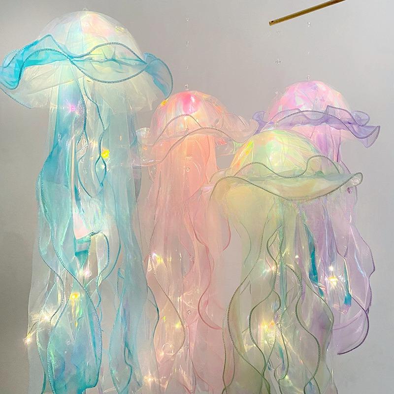1PC Nowa gradientowa meduza świetlna dekoracja LED Light Festival Pendant Courtyard Lighting Handmade Light Mała lampka nocna