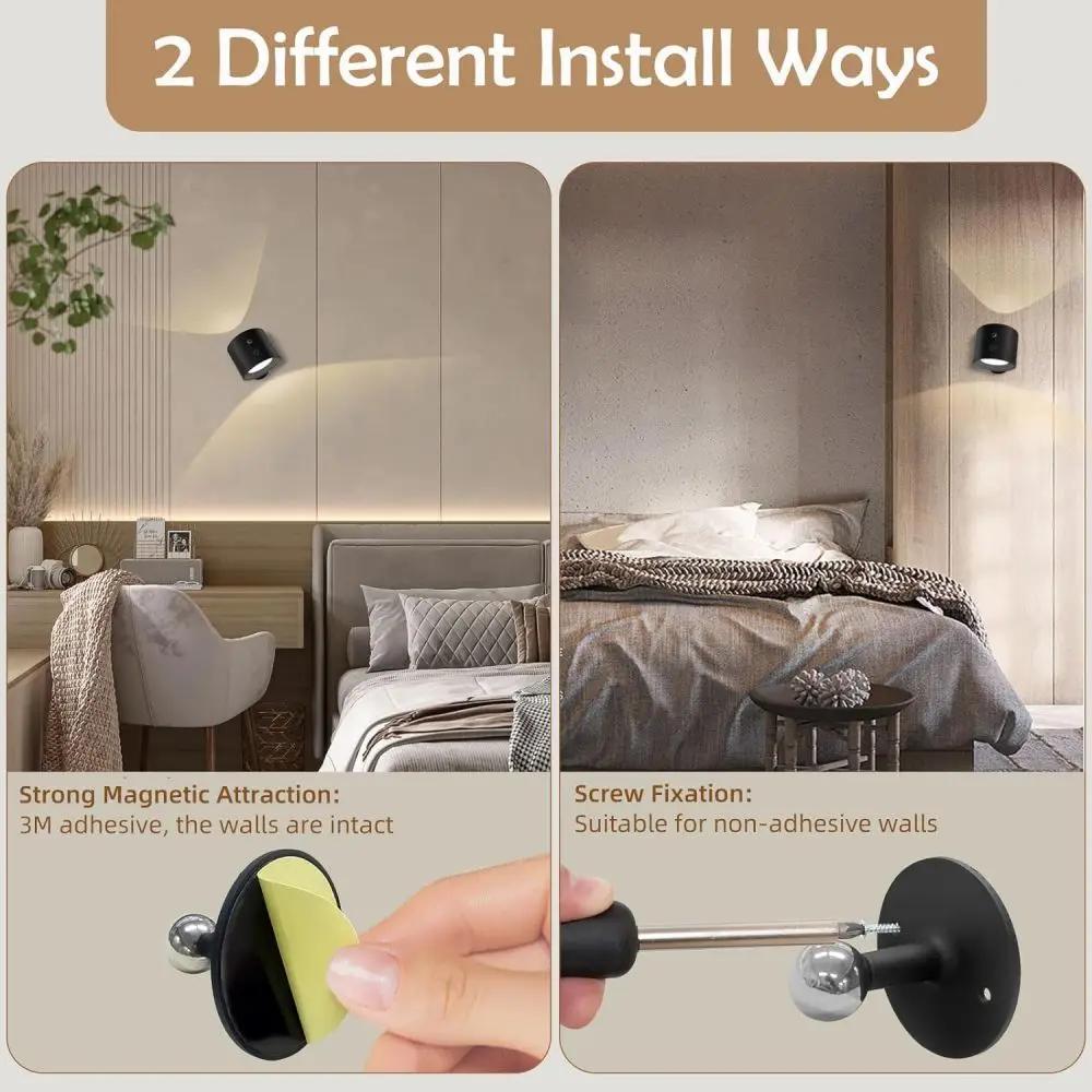 Led Wall Light Double Head Bedroom Wall Lamp Touch Control Wireless USB Recharge Portable Night Light Room Writing Reading Lamps