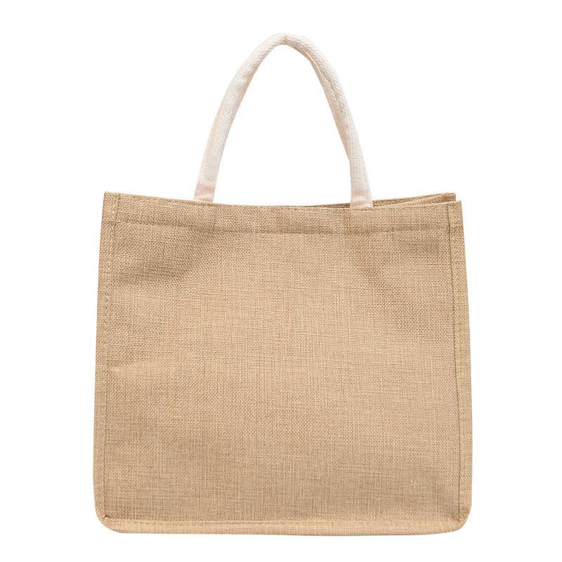 

Large Capacity Cotton Linen Tote Bag Stylish Casual Solid Color Shopping Bag
