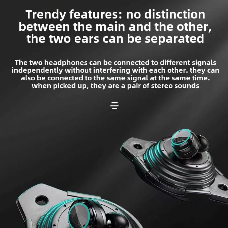 Bluetooth Headset Wireless Touch Metal Mecha Style Low Power Gaming Digital Display Headset