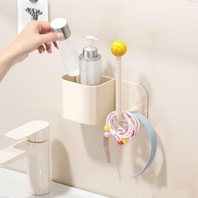 Bathroom Storage Rack with Drain Hole Strong Load Bearing Large Capacity Wall Mount Storage Shelf with Hook