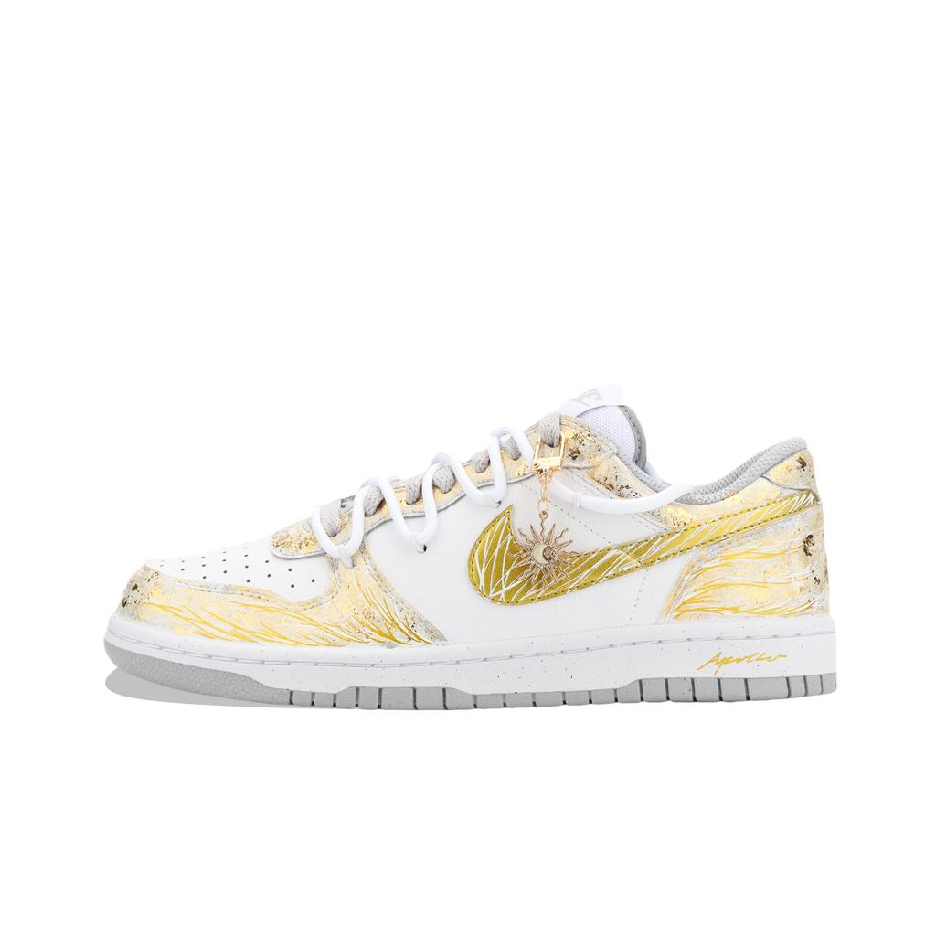Nike Big Jiangjin Moon, Shopping Bag Abrasion Resistant Low Top Skateboard Shoes Men's White Gold 355152-106(Team1390-)