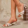 Y2k Sandals For Womens Heel Sandals Stiletto Low Heels Slip Slides Sandal Square Open Toe Dress Shoes For Women Party Work
