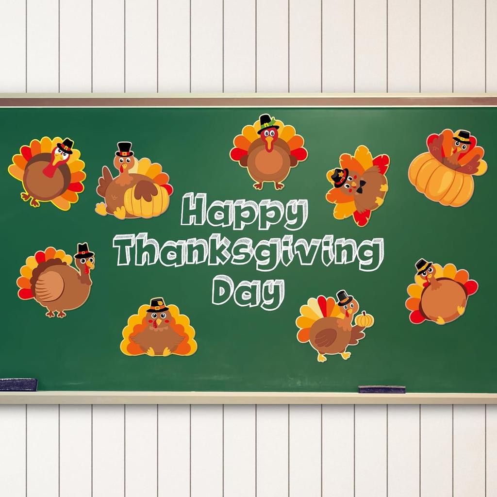 Ceiba Tree Thanksgiving Turkey Cutouts Turkey Bulletin Board Decorations Fall Cut-Outs Decor for Classroom Party Home