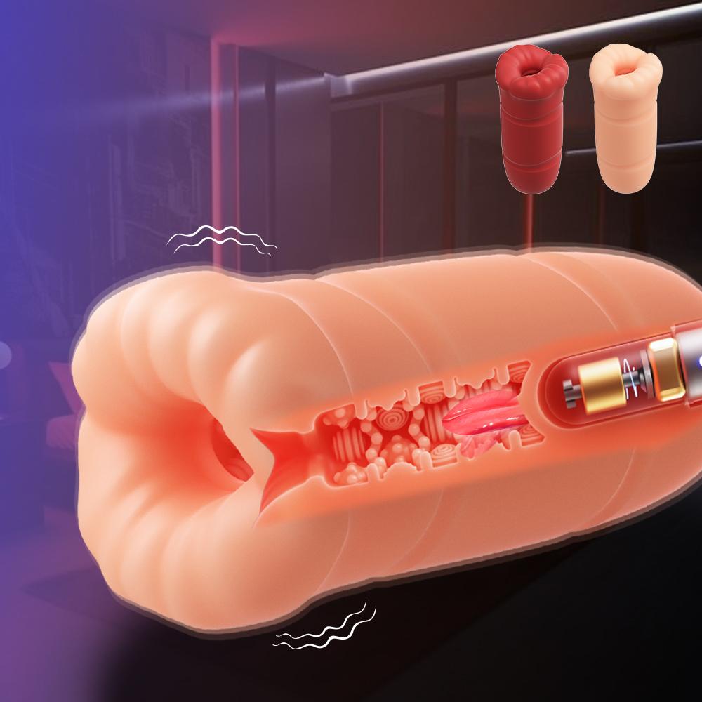 Male Automatic Aircraft Cup Realistic Tongue Licking Vibrator Penis Delayed Ejaculation Exerciser Sex Machine For Adult Men 18+