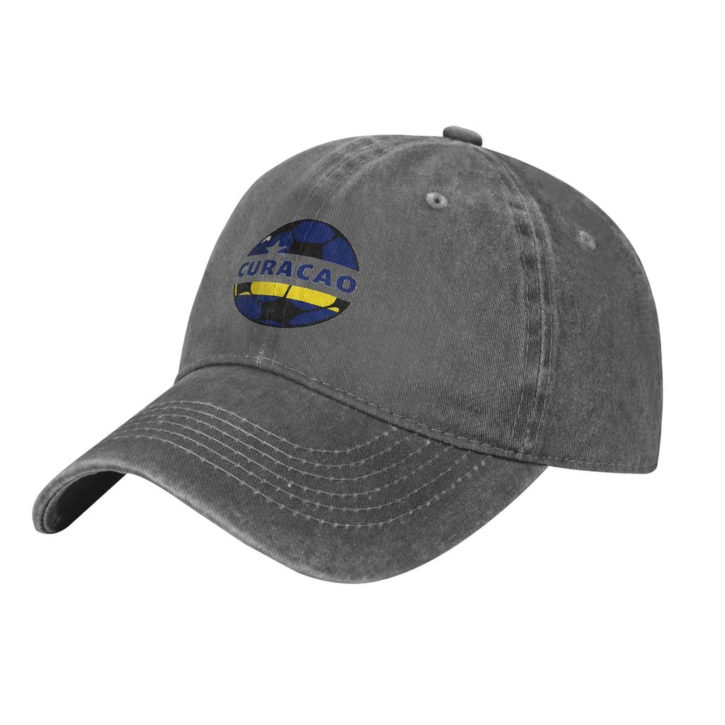 Curacao  Football Cup Map Baseball Caps Vintage Distressed Washed  Sun Cap Unisex Outdoor Workouts Adjustable Hats Cap
