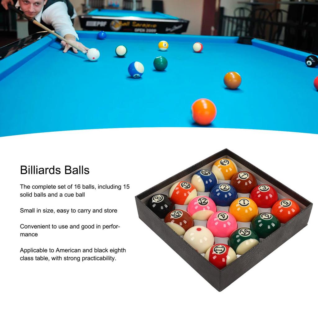 5.72cm Billiards Balls 16 Pieces Large Size American Style Resin Pool Balls Set for Entertainment