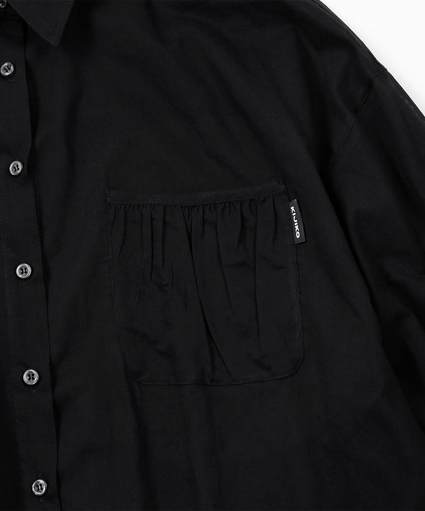 KIJIKO Ke206. Shirring Pocket Overfit Shirt Black