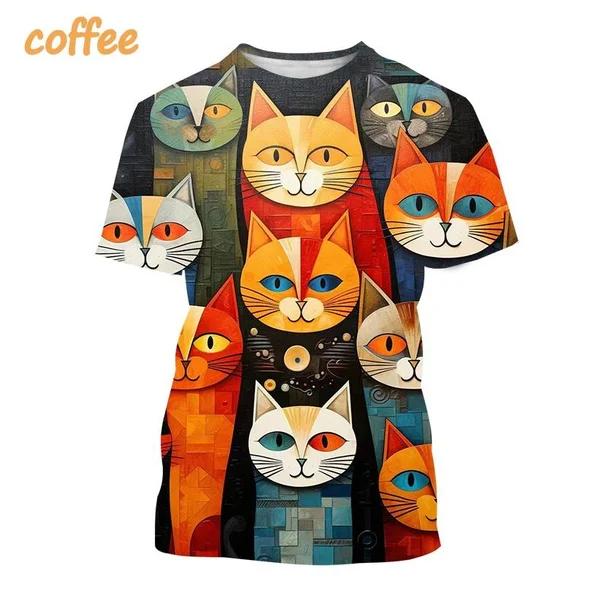 Funny Cute Cat 3D Printing T-shirt Arrivals Personality Fashion Cool Harajuku Style Street Men's and Women's Unisex T-shirts