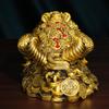 Yuanbao Goldene Kröte Messingstatue Dreibeinige Geldkröte mit Münze und Barren Traditionelle Chinesische Feng Shui Reichtumsskulptur für Zuhause Büro Geschäft